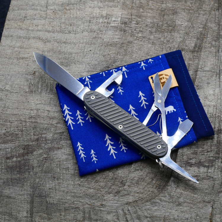 Preview: GRIP3- PROTOTYP - PIONEER-X - dark wash - fertig montiertes Taschenmesser - Titan Grade 5  (Ti 6AI 4V)  - 93mm